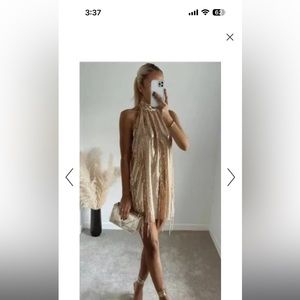 Zara gold fringe dress